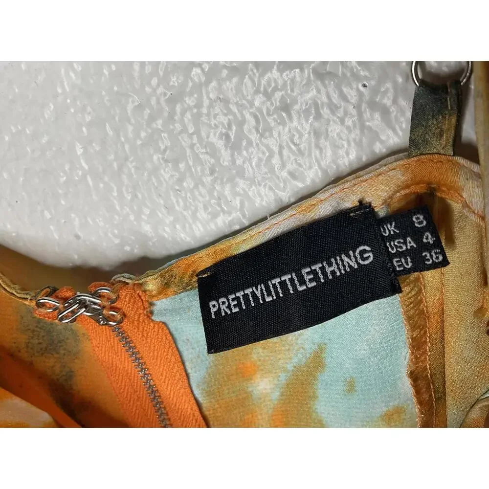 < Pretty Little Thing Orange Tie Dye Corset Top > - Picture 3 of 5